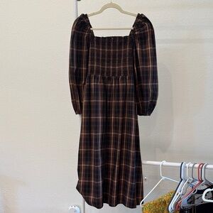 J. Crew Dark Plaid Long Sleeve Dress